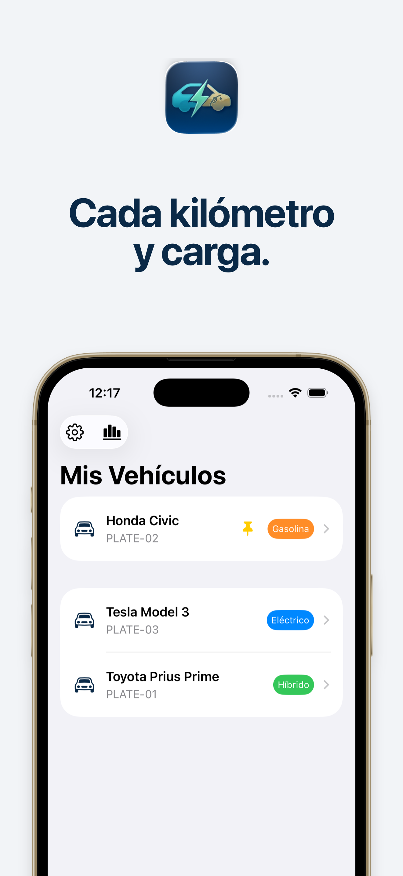 Hybrid Tracker — Pantalla Mis Vehículos